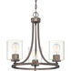 Liam 3 Light 20 inch Satin Copper Bronze Chandelier Ceiling Light