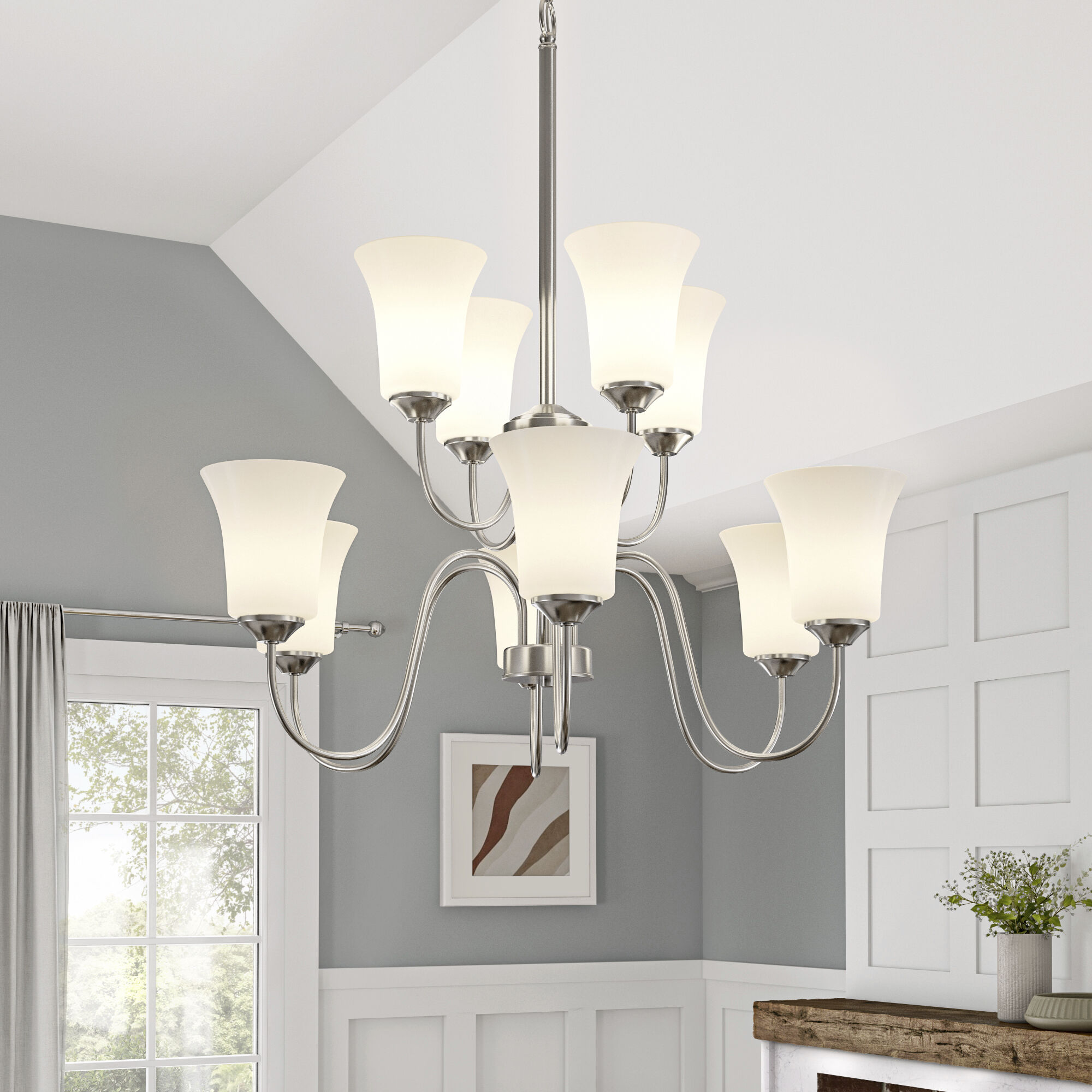 Bronson 9 Light 30 inch Brushed Nickel Chandelier Ceiling Light