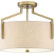 Elara 3 Light 15 inch Brushed Gold Semi-Flush Ceiling Light