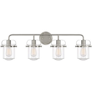 Jaxon 4 Light 33 inch Brushed Nickel Bath Bar Wall Light
