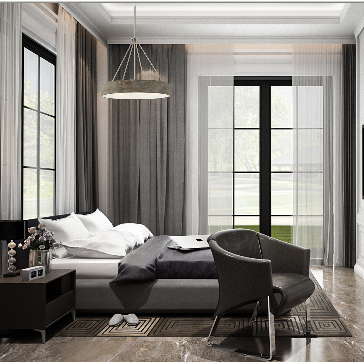 Erba 6 Light 24 inch Brushed Nickel Pendant Ceiling Light