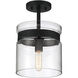 Midnight LA 1 Light 9 inch Matte Black Semi-Flush Ceiling Light