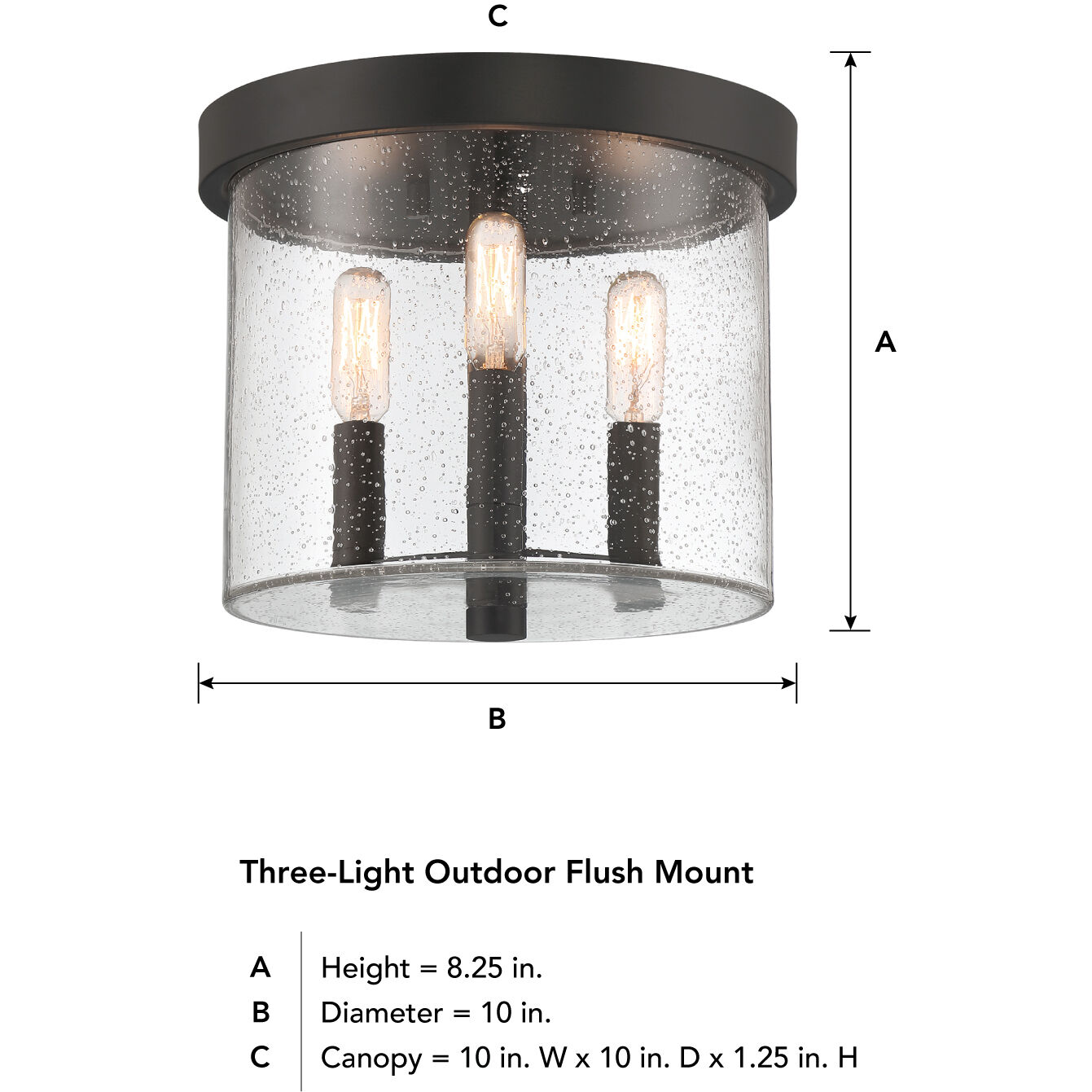 Otto 3 Light 1 inch Matte Black Flush Mount Ceiling Light