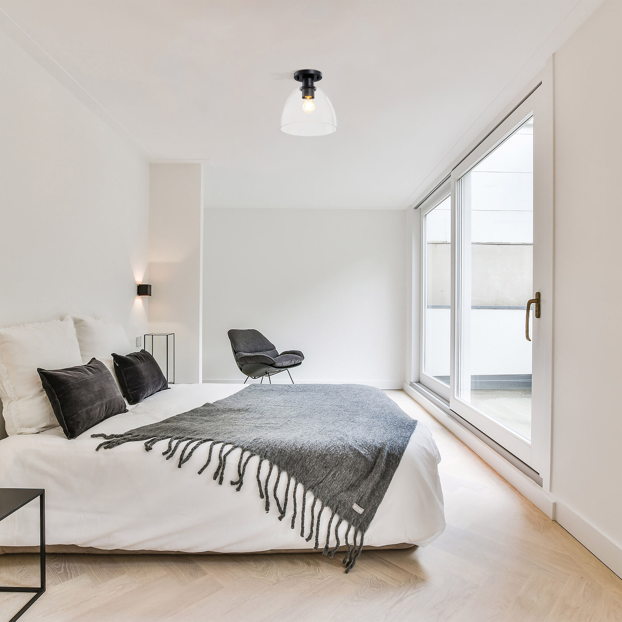 Indigo 1 Light 10 inch Matte Black Semi Flush Mount Ceiling Light