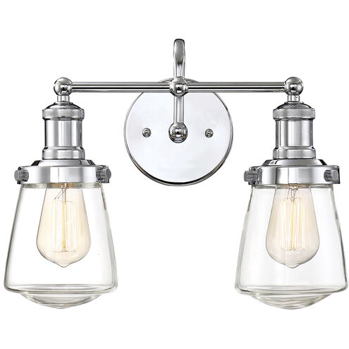 Taylor 2 Light 15 inch Chrome Bath Bar Wall Light