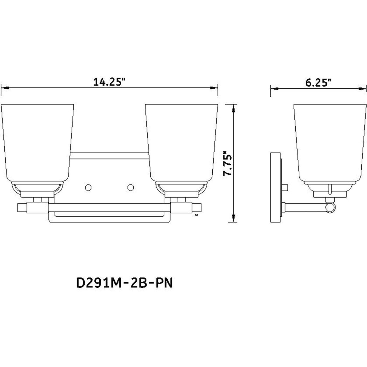 Stella 2 Light 14.25 inch Polished Nickel Vanity Light Wall Light