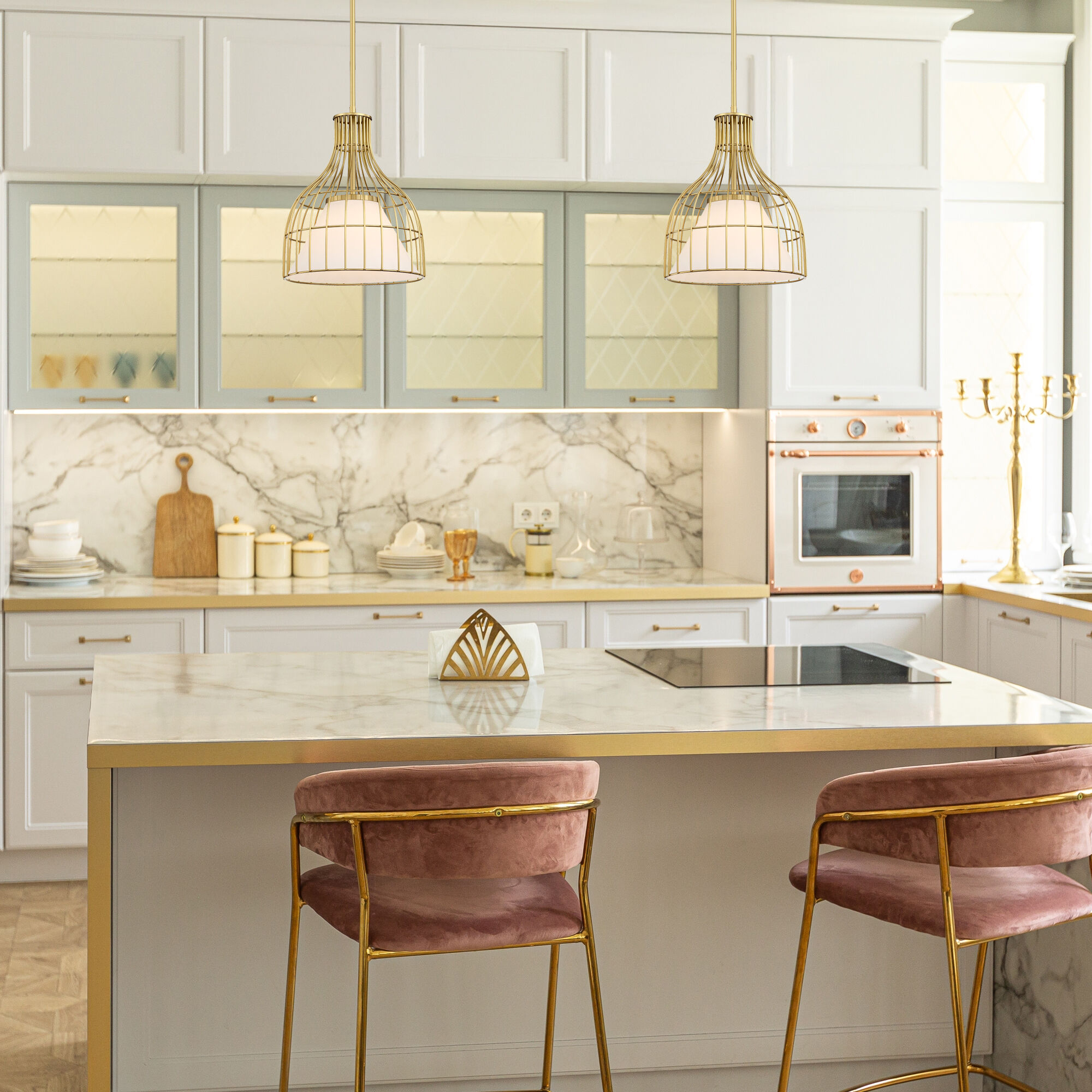 Evensong LED 12 inch Brushed Gold Pendant Ceiling Light