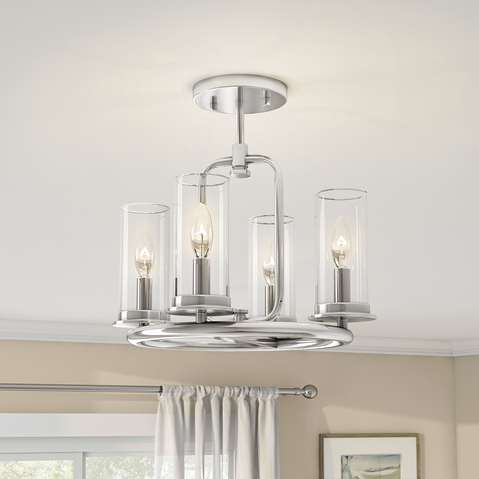 Hudson Heights 4 Light 14 inch Polished Nickel Pendant Convertible Ceiling Light