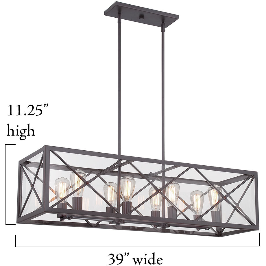 High Line 8 Light 39 inch Satin Bronze Linear Chandelier Ceiling Light