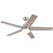 Astrea 52 inch Brushed Nickel with Reversible PSilver/Pearl Gray Blades Smart Color Fan