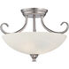 Kendall 2 Light 16 inch Satin Platinum Semi-Flush Ceiling Light in Alabaster