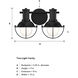 Dalton 2 Light 15 inch Matte Black Vanity Light Wall Light