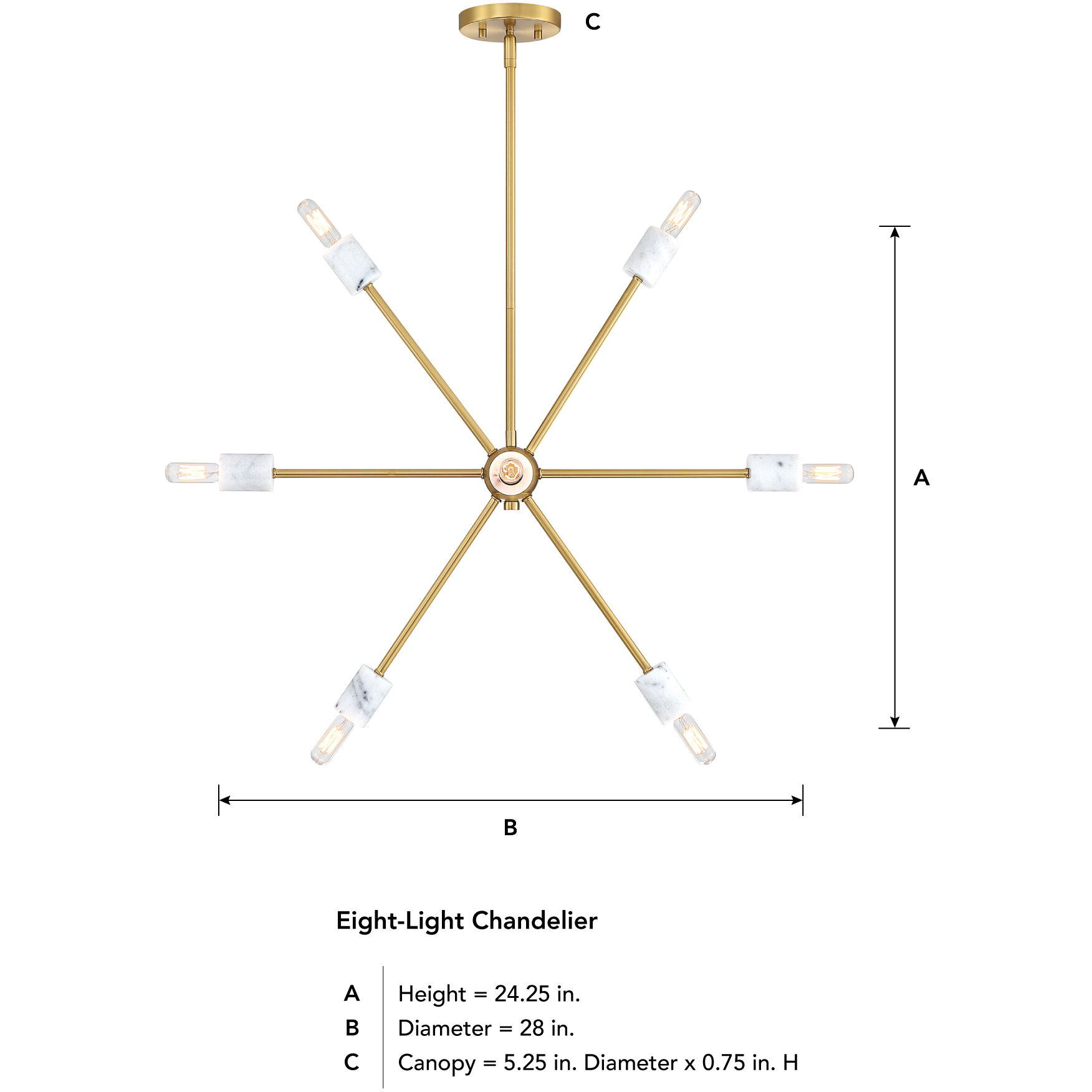 Star Dust 8 Light 28 inch Brushed Gold Chandelier Ceiling Light