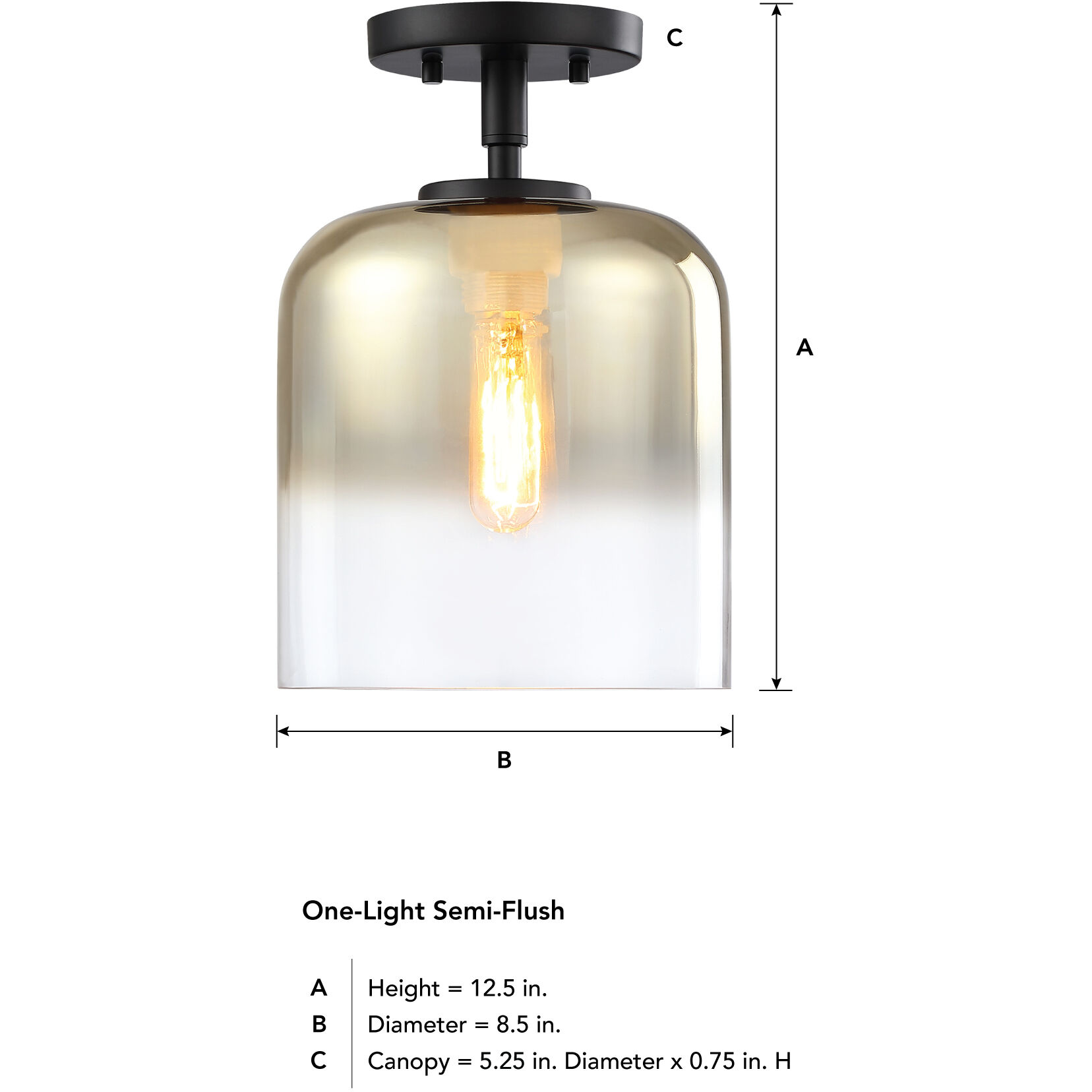 Gatsby 1 Light 8.5 inch Matte Black Semi Flush Mount Ceiling Light