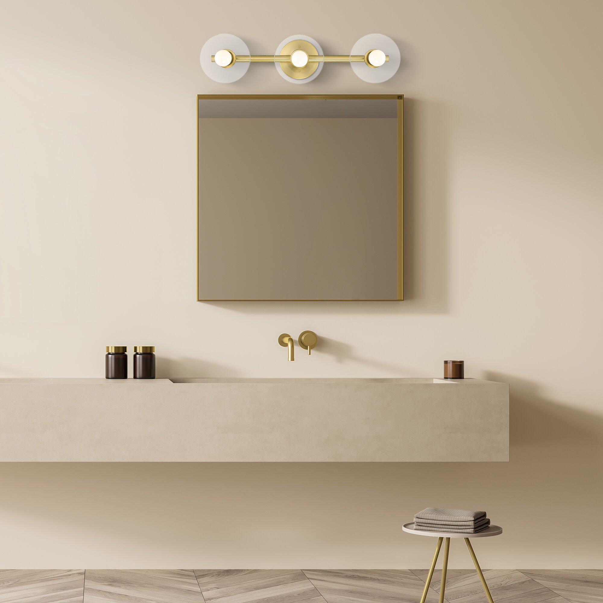 Litto 3 Light 24 inch Brushed Gold Vanity Light Wall Light