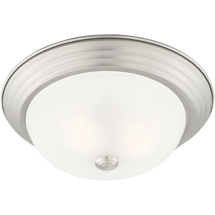 Decorative 2 Light 13 inch Pewter Flushmount Ceiling Light in Etched, Medium