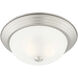 Decorative 2 Light 13 inch Pewter Flushmount Ceiling Light in Etched, Medium