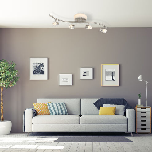 EnviroLite 4 Light 120 Brushed Nickel Track Kit/Flush Mount Combo Ceiling Light, S-Shaped Bar