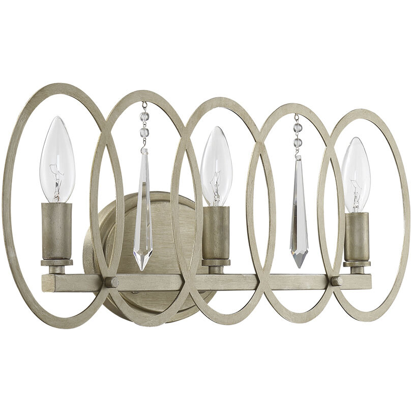 Hutton 3 Light 24.5 inch Sterling Gold Bath Bar Wall Light