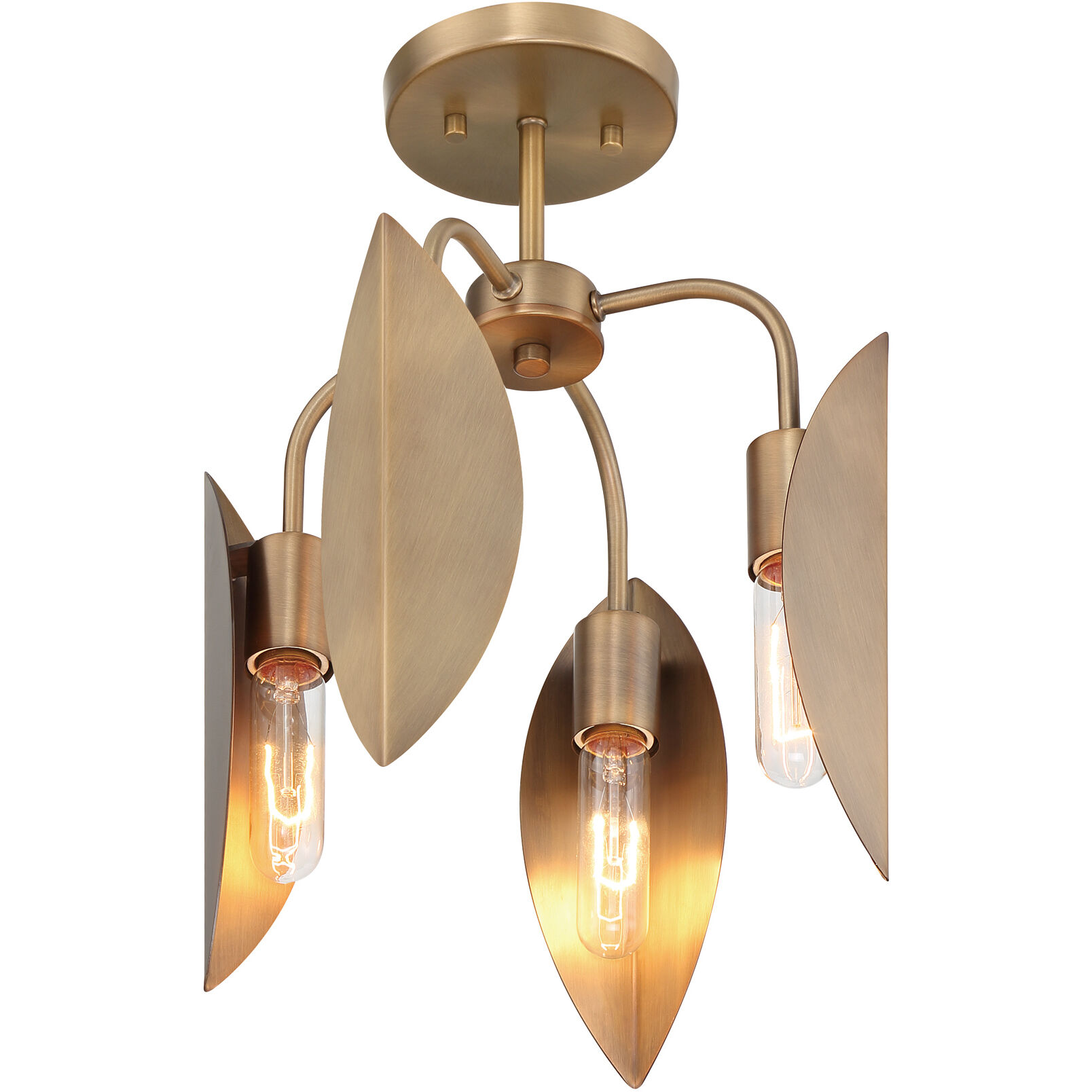 Eden 4 Light 12.25 inch Old Satin Brass Semi-Flush Mount Ceiling Light