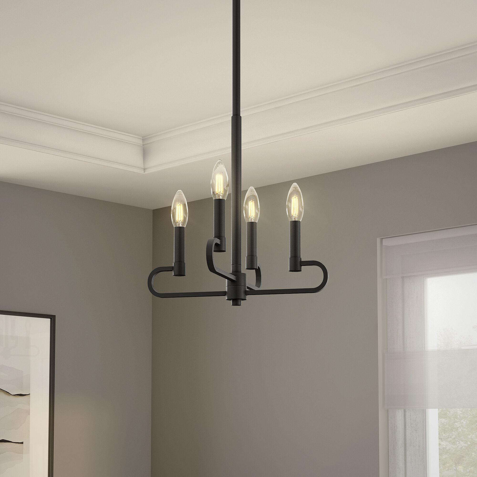 Summit 4 Light 14 inch Matte Black Chandelier Convertible Ceiling Light