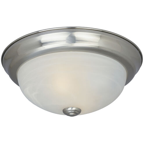 Decorative 3 Light 15 inch Satin Platinum Flushmount Ceiling Light in White Alabaster, Large