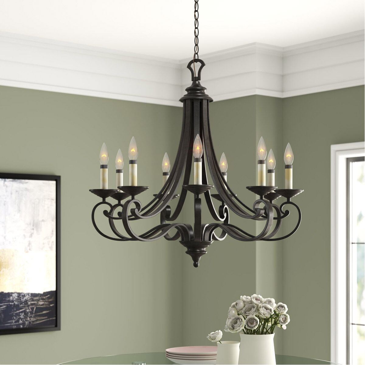 Designers Fountain 9039-NI 9 Light Candelabra Chandelier from the Barcelona Collection