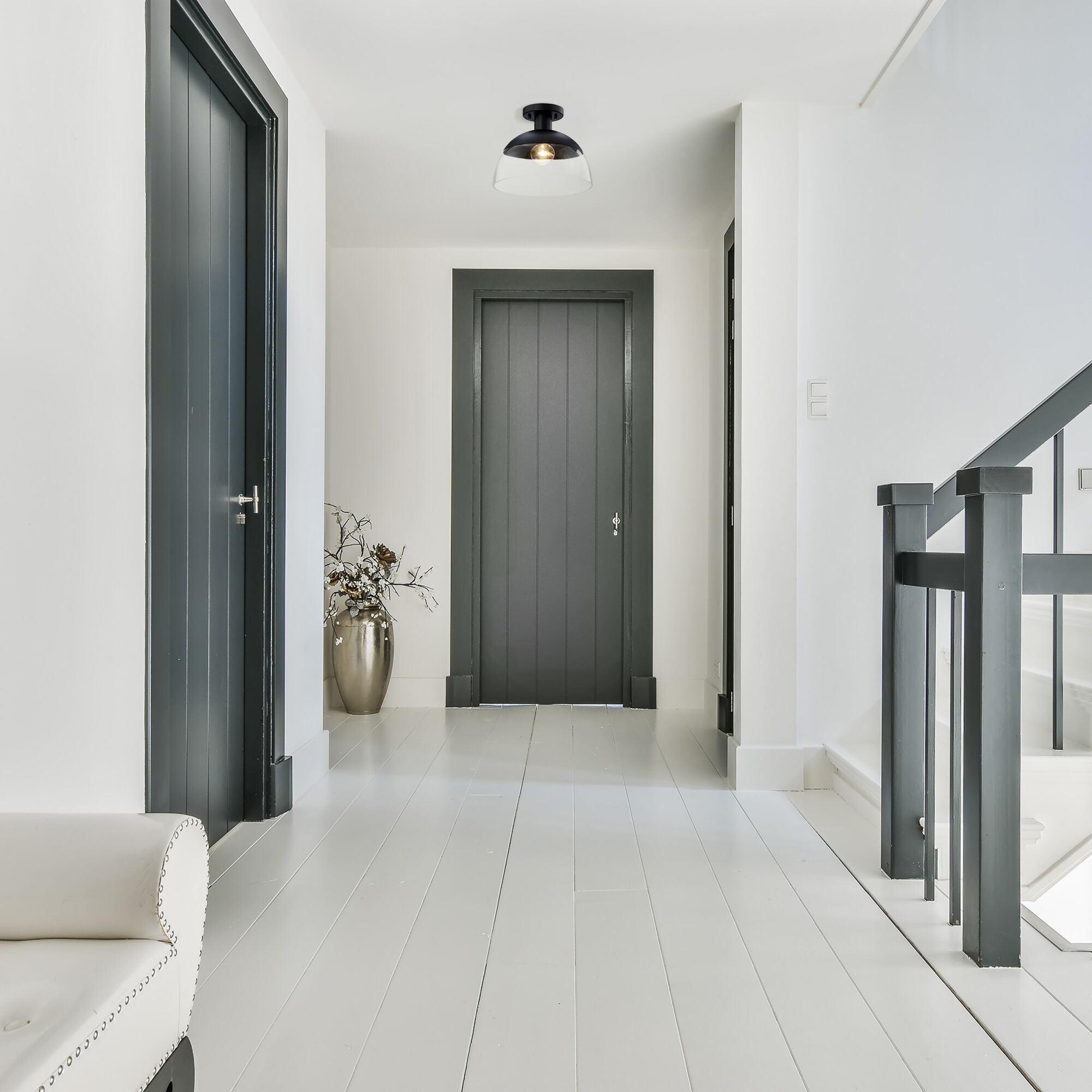 Rey 1 Light 13 inch Matte Black Semi Flush Mount Ceiling Light