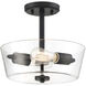 Westin 2 Light 12 inch Matte Black Semi-Flush Ceiling Light