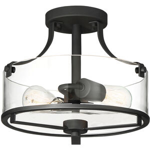 Jedrek 2 Light 13 inch Black Semi-Flush Ceiling Light