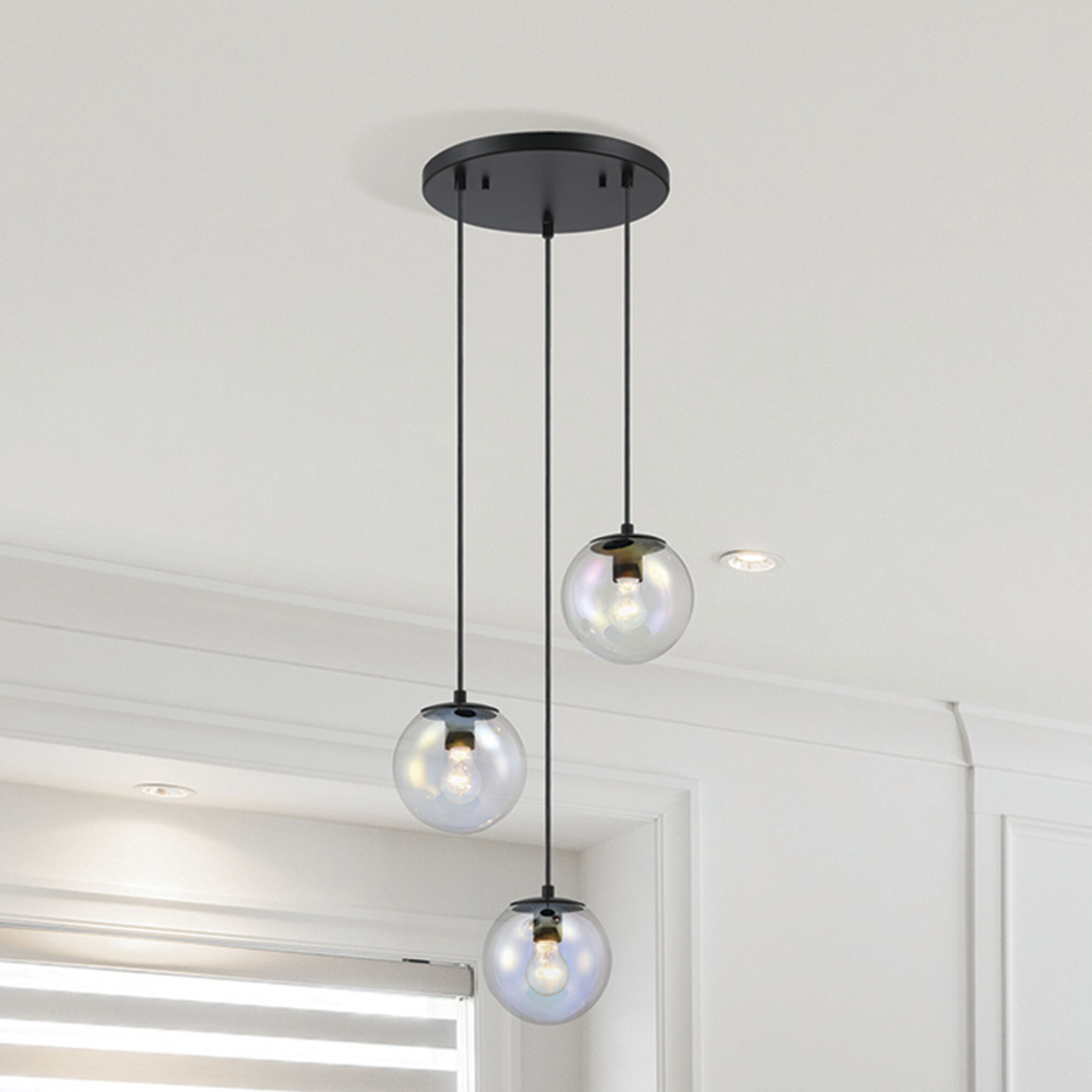 Neva LED 17.75 inch Matte Black Chandelier Ceiling Light
