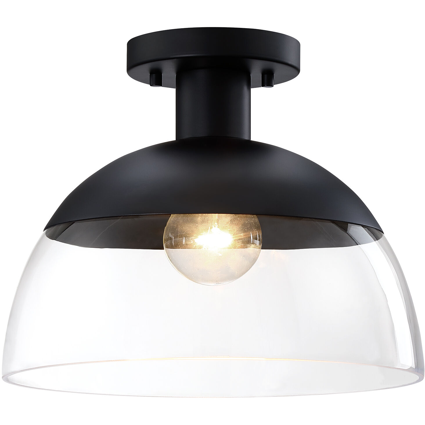 Rey 1 Light 13 inch Matte Black Semi Flush Mount Ceiling Light