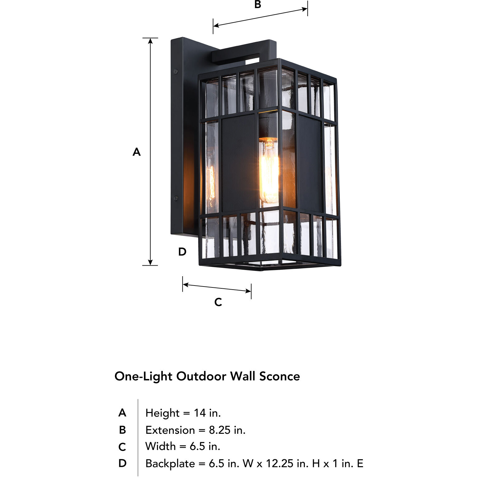 Edgehill LED 14 inch Black Outdoor Wall Sconce