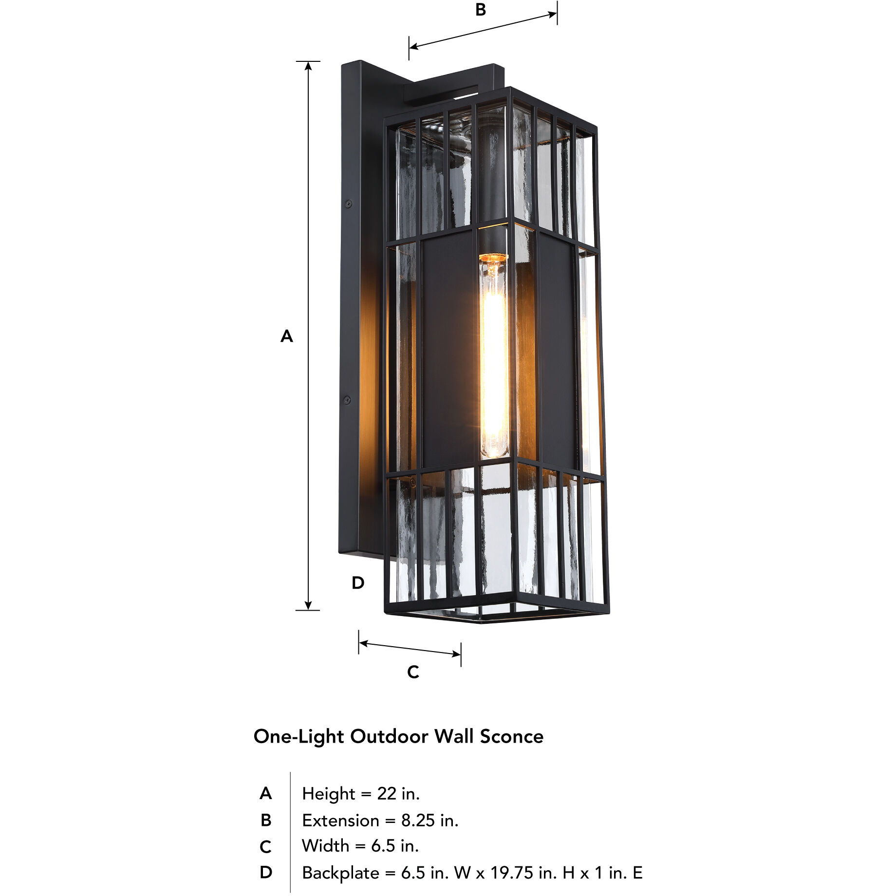 Edgehill LED 22 inch Black Outdoor Wall Sconce