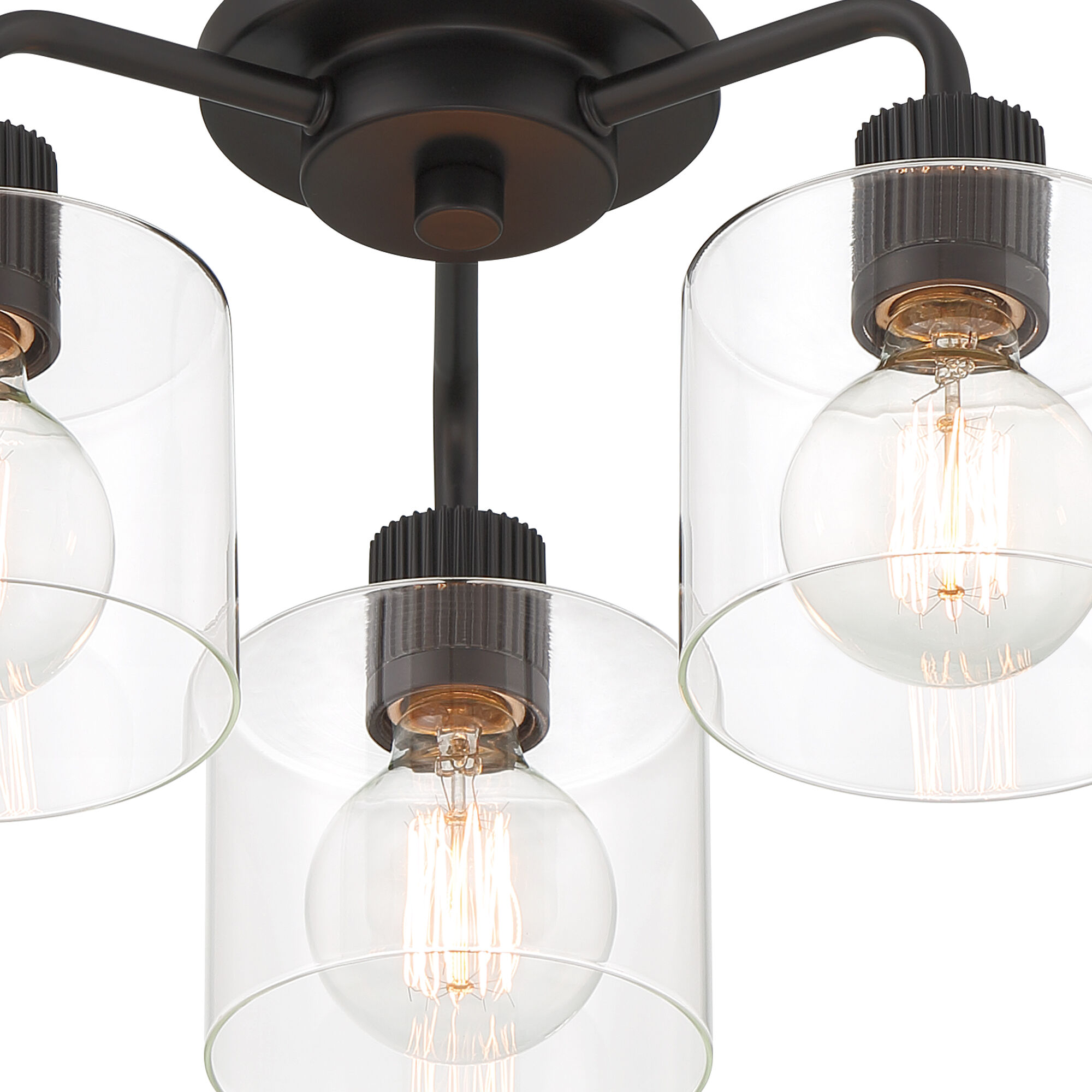 Vibrato 3 Light 16 inch Matte Black Semi-Flush Mount Ceiling Light