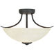 Montego 2 Light 16 inch Oil Rubbed Bronze Semi-Flush Ceiling Light in Satin Bisque