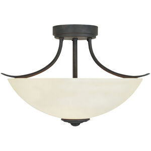 Montego 2 Light 16 inch Oil Rubbed Bronze Semi-Flush Ceiling Light in Satin Bisque