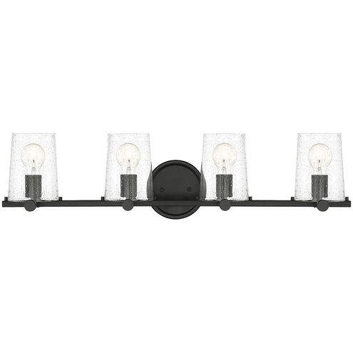 Matteson 4 Light 33.75 inch Matte Black Bath Bar Wall Light