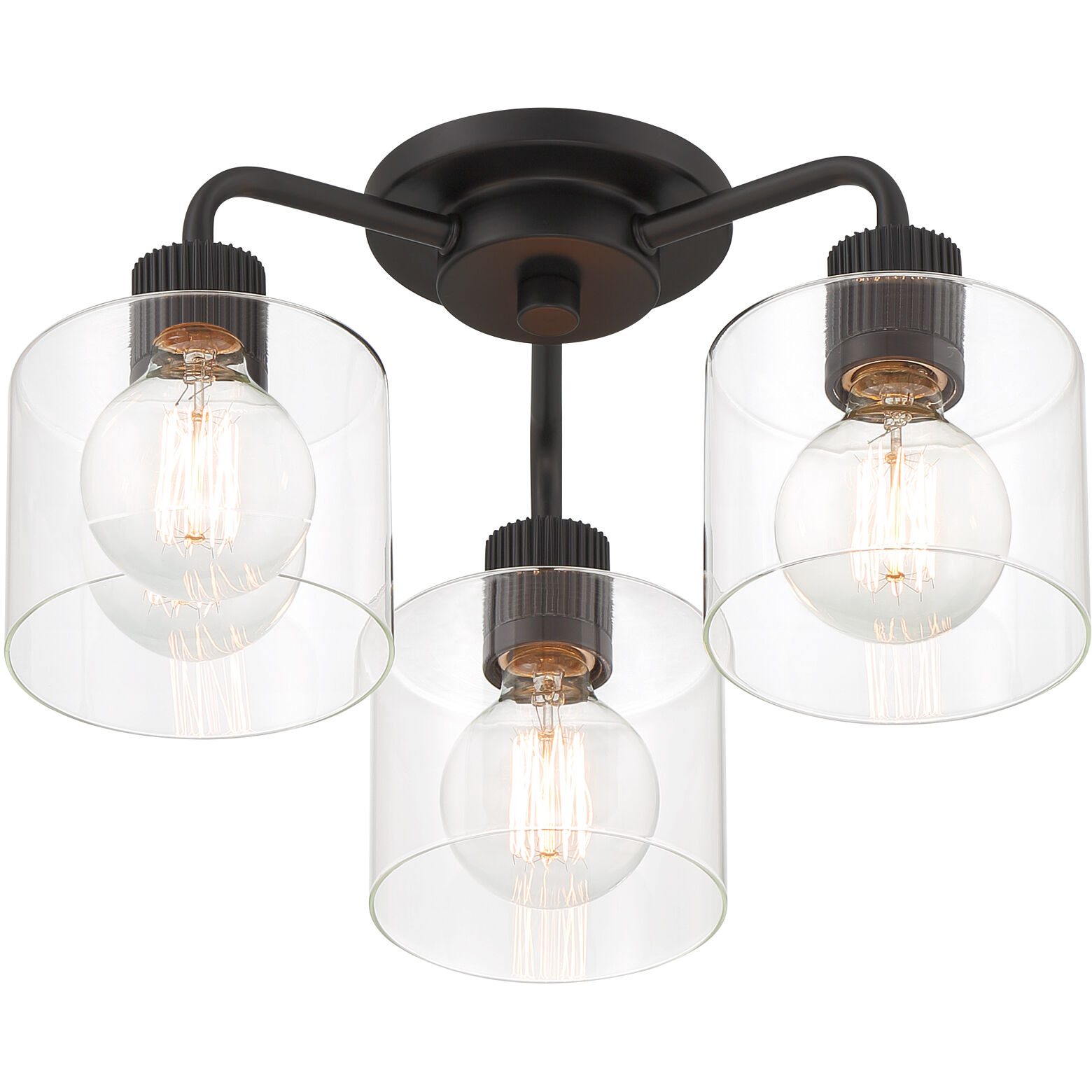 Vibrato 3 Light 16 inch Matte Black Semi-Flush Mount Ceiling Light