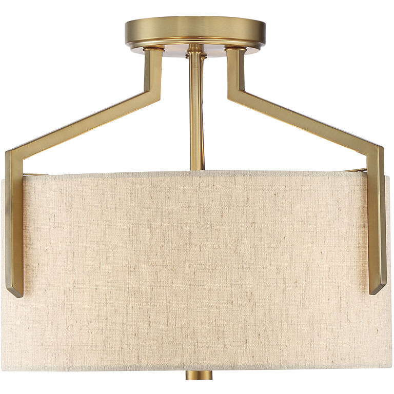 Elara 3 Light 15 inch Brushed Gold Semi-Flush Ceiling Light