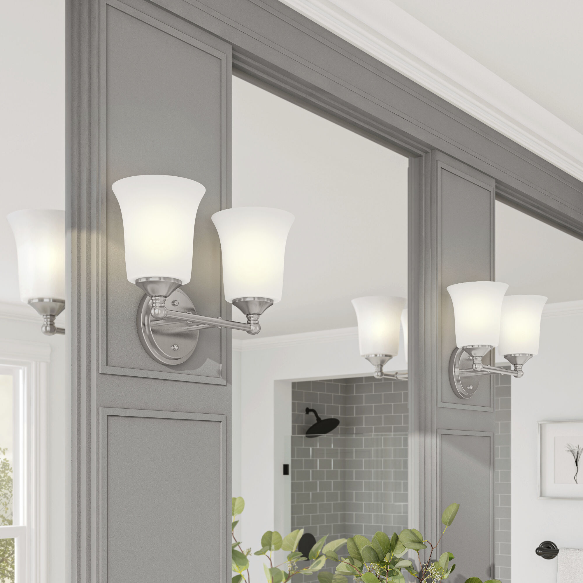 Bronson 2 Light 13 inch Brushed Nickel Vanity Light Wall Light