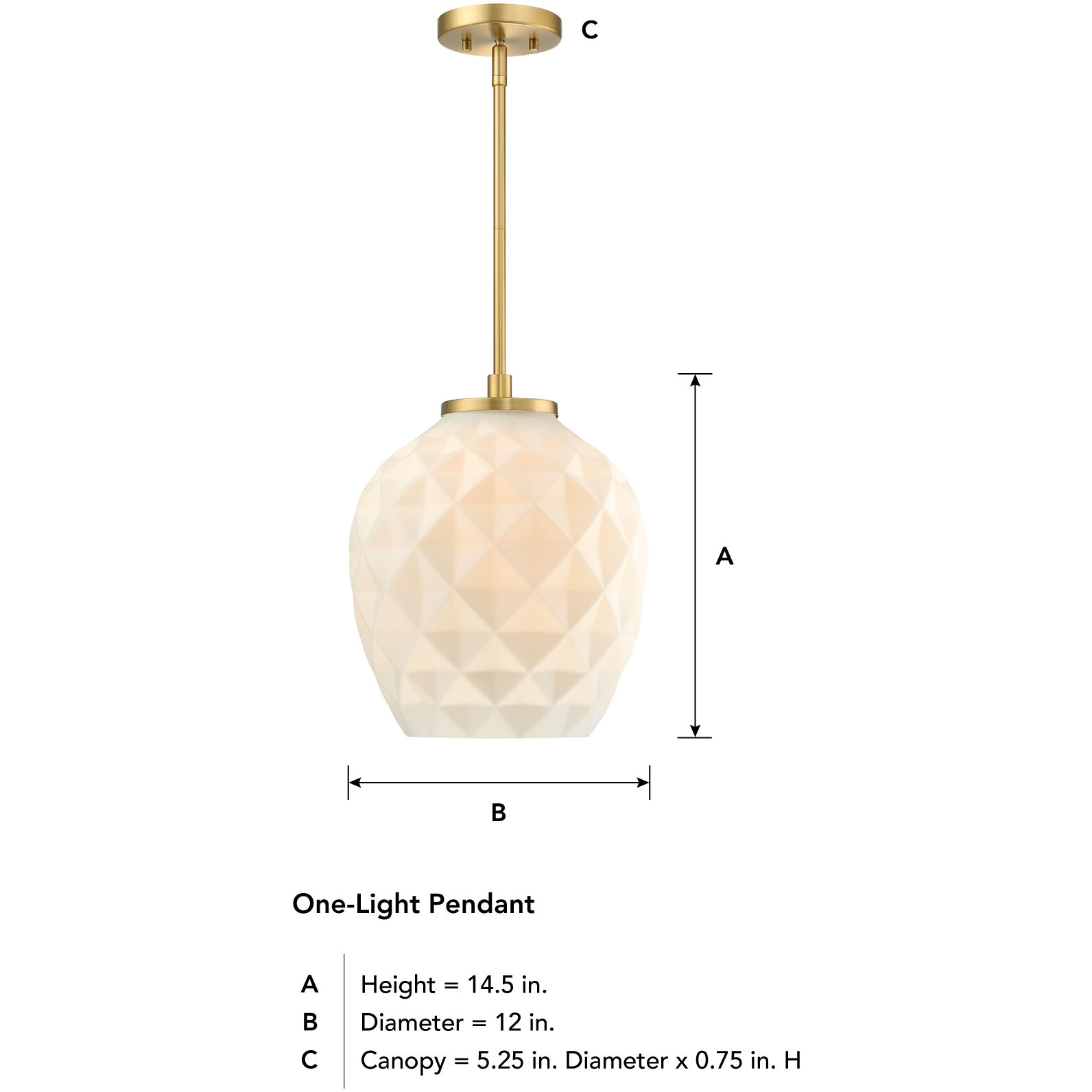 Dita 1 Light 12 inch Brushed Gold Pendant Ceiling Light