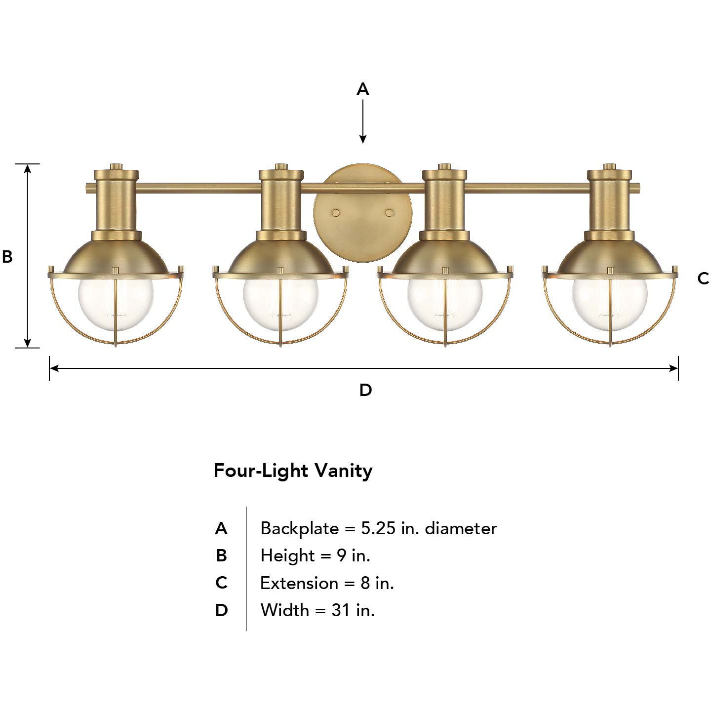 Designers Fountain D243M 4B BG Dalton 4 Light 31 inch Brushed Gold