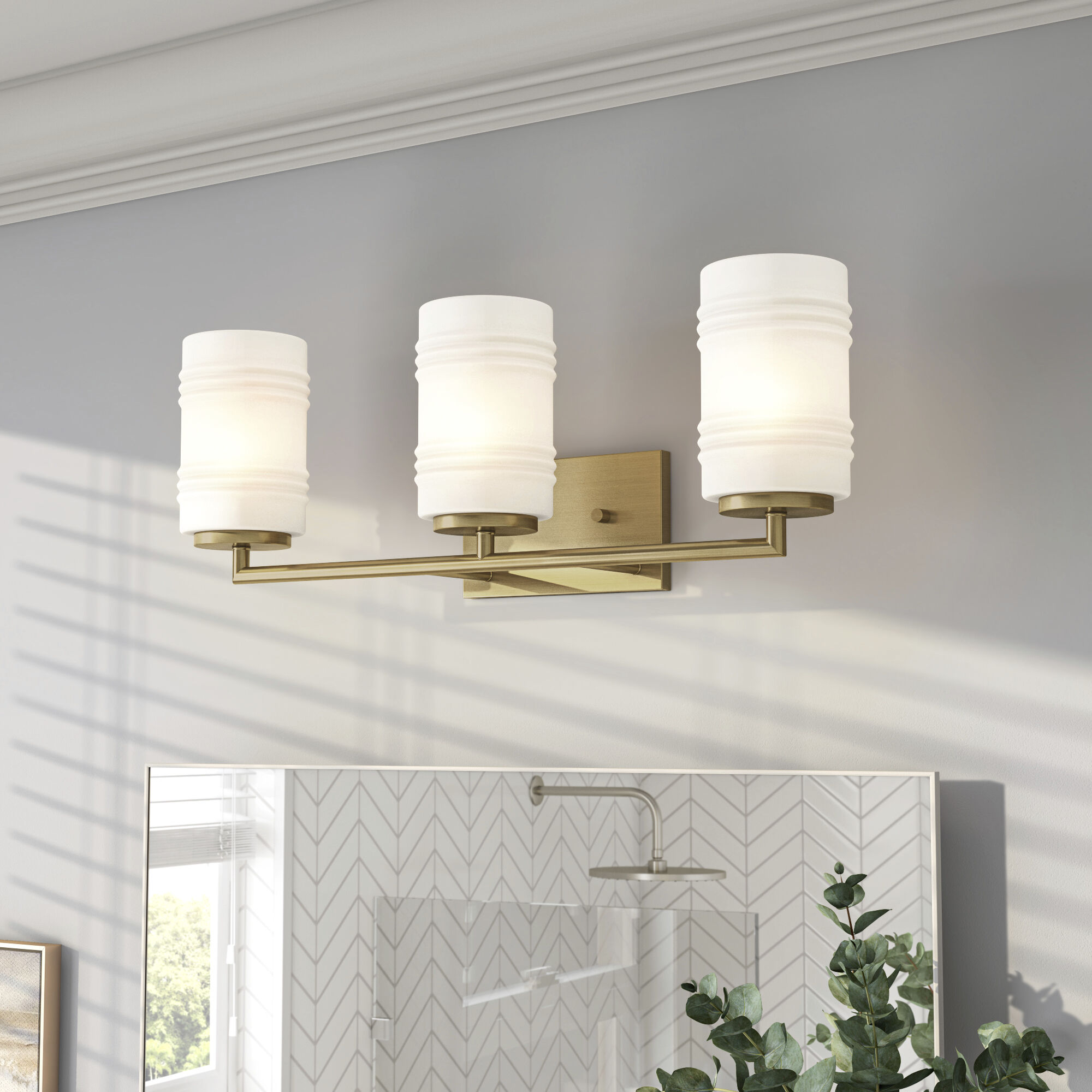 Leavenworth 3 Light 24 inch Brushed Gold Vanity Light Wall Light