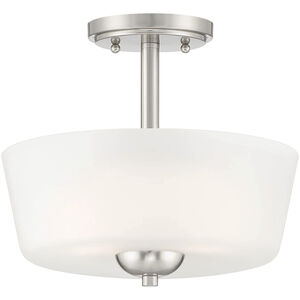 Malone 2 Light 12 inch Brushed Nickel Semi-Flush Ceiling Light