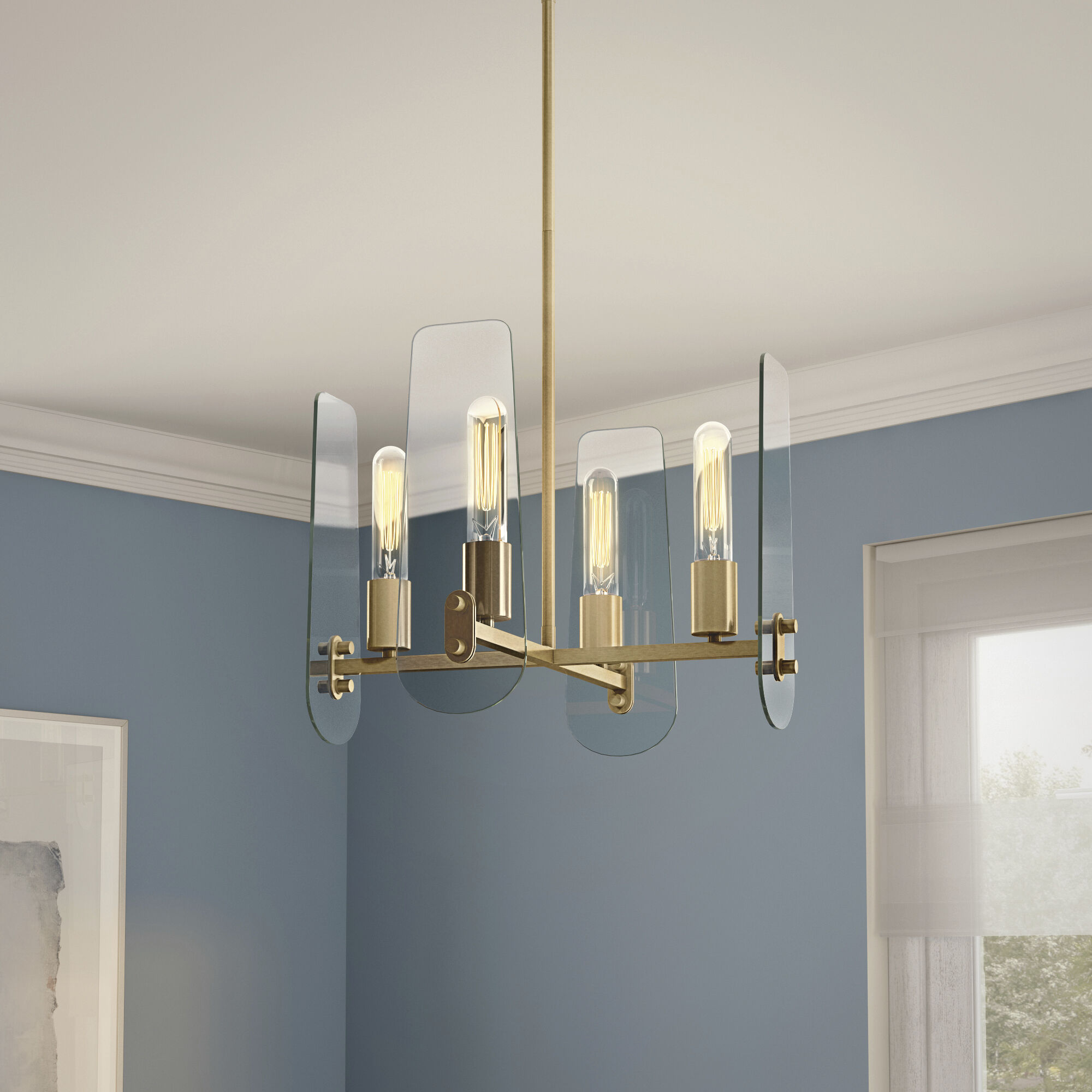Designers Fountain D256M 4CH BG Bergen Beach 4 Light 16 inch Brushed Gold Chandelier Ceiling Light