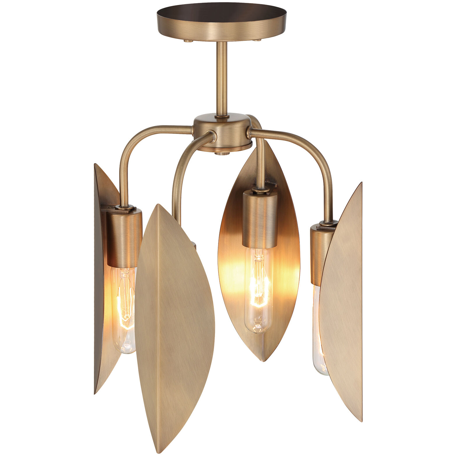 Eden 4 Light 12.25 inch Old Satin Brass Semi-Flush Mount Ceiling Light