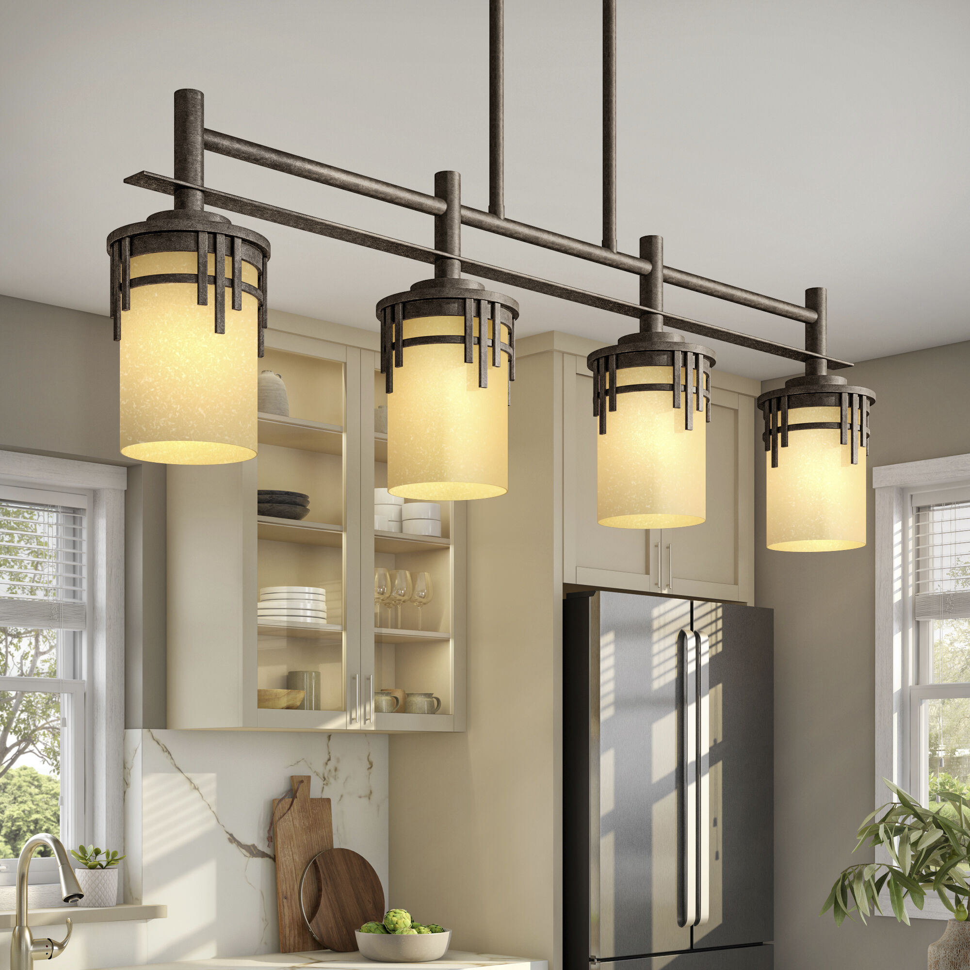 Mission Ridge 4 Light 36 inch Warm Mahogany Island Pendant Ceiling Light