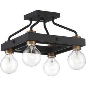 Ravella 4 Light 12 inch Black Semi-Flush Ceiling Light
