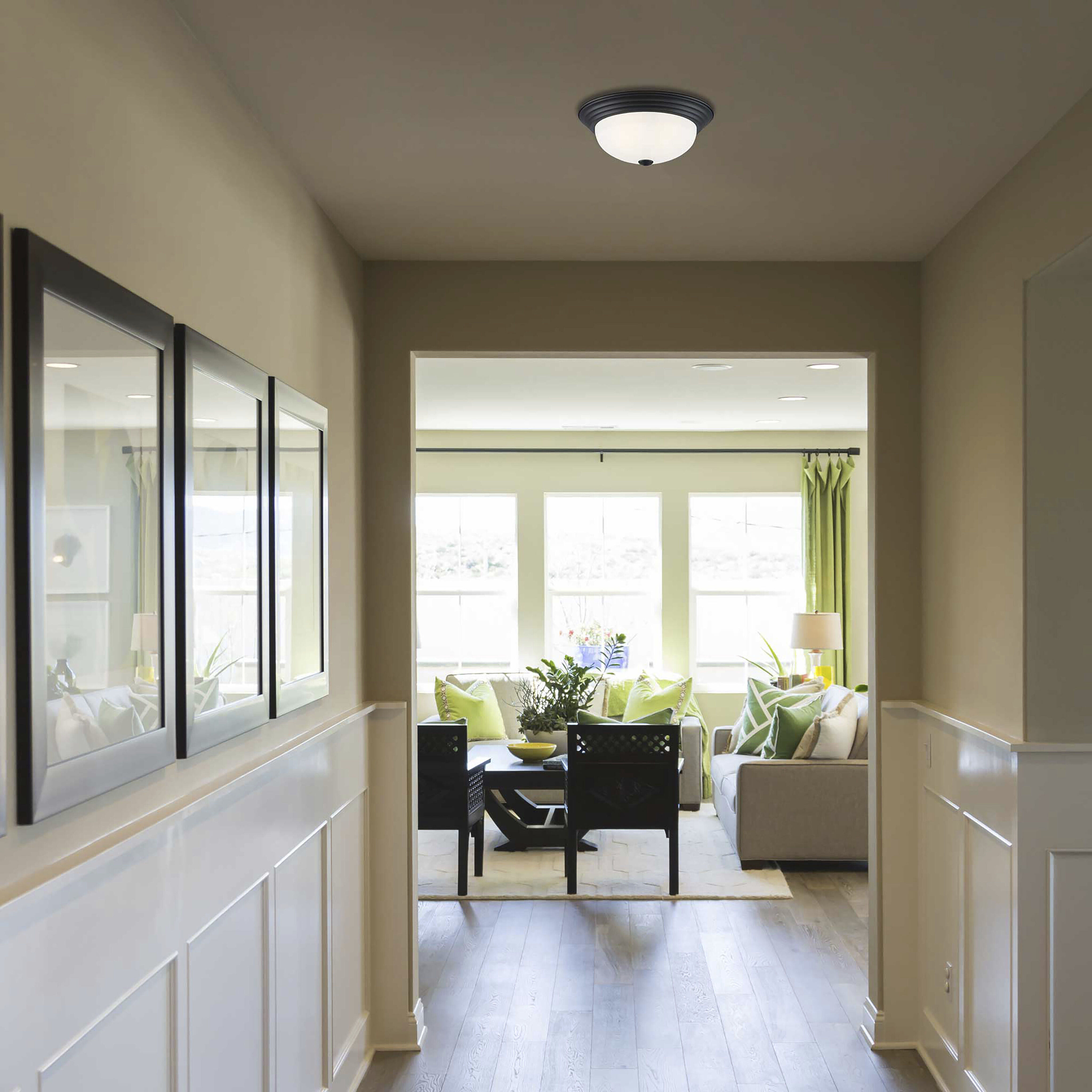 Decorative 2 Light 13 inch Matte Black Flushmount Ceiling Light, Medium